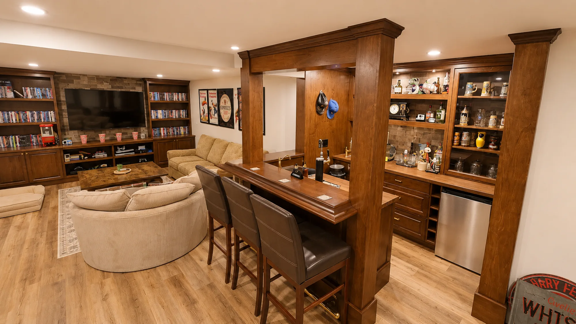 Finished basement development in Hawkwood, Calgary